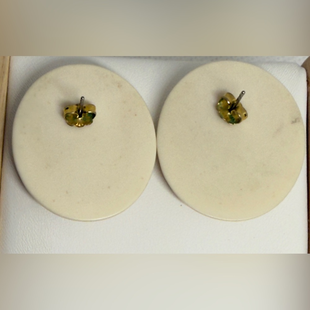 Vintage earrings oval hand painted Women’s floral jewelry for pierced ears | je6 - Picture 2 of 4